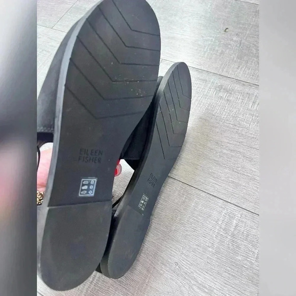 Eileen Fisher Spell Open-Toe d'Orsay Flats Size 8 Black Nubuck LIKE NEW - Picture 3 of 6